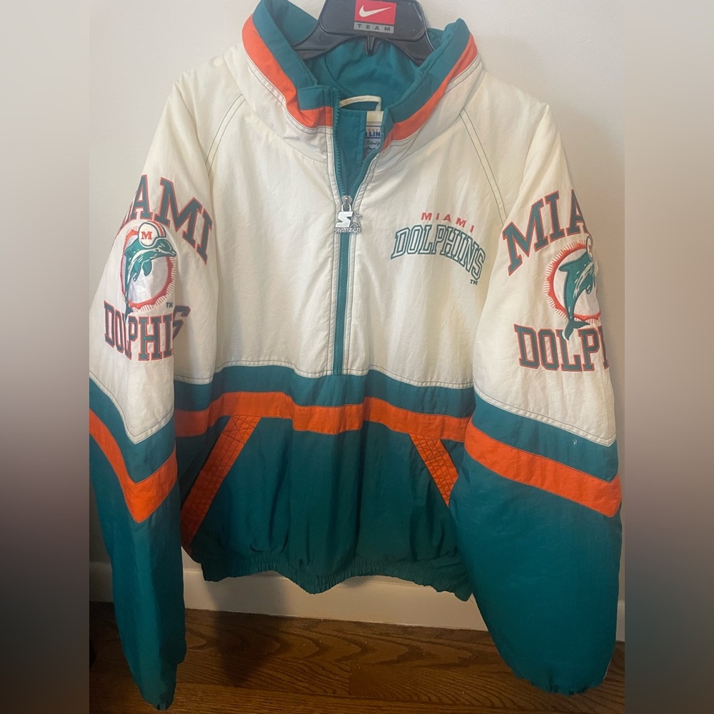 Miami Dolphins vintage 1/4 zip Starter NFL Jacket - LARGE